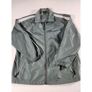 Vintage Nike Jacket Mens XL Green Windbreaker Swoosh Zip Coat Rain Outdoors